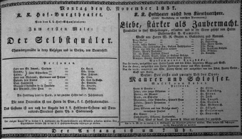 Theaterzettel (Oper und Burgtheater in Wien) 18371106 Seite: 1
