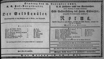 Theaterzettel (Oper und Burgtheater in Wien) 18371114 Seite: 1