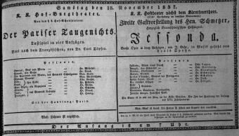 Theaterzettel (Oper und Burgtheater in Wien) 18371118 Seite: 1