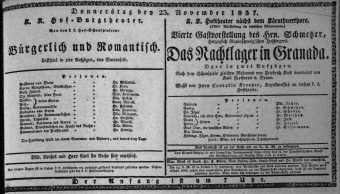 Theaterzettel (Oper und Burgtheater in Wien) 18371123 Seite: 1