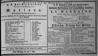 Theaterzettel (Oper und Burgtheater in Wien) 18371125 Seite: 1