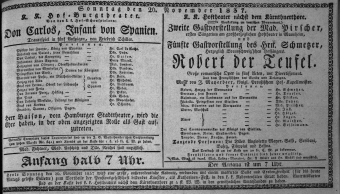 Theaterzettel (Oper und Burgtheater in Wien) 18371126 Seite: 1