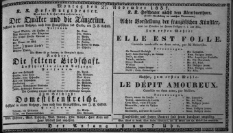 Theaterzettel (Oper und Burgtheater in Wien) 18371127 Seite: 1