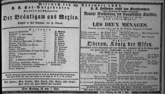 Theaterzettel (Oper und Burgtheater in Wien) 18371129 Seite: 1