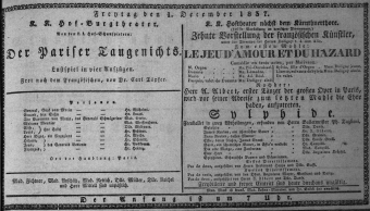 Theaterzettel (Oper und Burgtheater in Wien) 18371201 Seite: 1