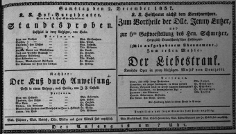 Theaterzettel (Oper und Burgtheater in Wien) 18371202 Seite: 1