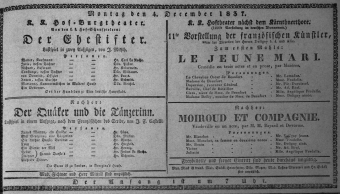 Theaterzettel (Oper und Burgtheater in Wien) 18371204 Seite: 1