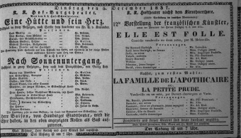 Theaterzettel (Oper und Burgtheater in Wien) 18371205 Seite: 1