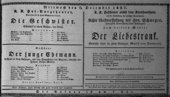Theaterzettel (Oper und Burgtheater in Wien) 18371206 Seite: 1