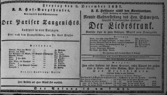 Theaterzettel (Oper und Burgtheater in Wien) 18371208 Seite: 1