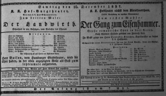Theaterzettel (Oper und Burgtheater in Wien) 18371216 Seite: 1