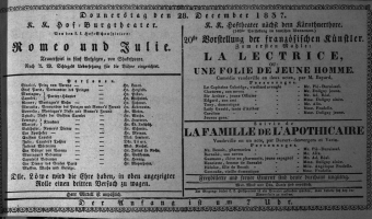Theaterzettel (Oper und Burgtheater in Wien) 18371228 Seite: 1