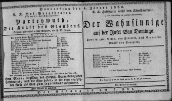 Theaterzettel (Oper und Burgtheater in Wien) 18380104 Seite: 1