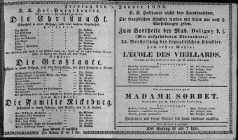 Theaterzettel (Oper und Burgtheater in Wien) 18380105 Seite: 1