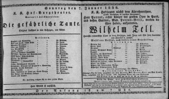 Theaterzettel (Oper und Burgtheater in Wien) 18380107 Seite: 1