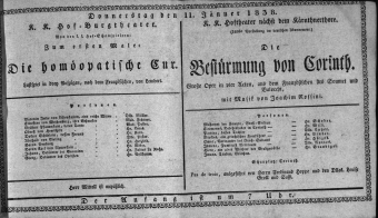 Theaterzettel (Oper und Burgtheater in Wien) 18380111 Seite: 1