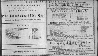 Theaterzettel (Oper und Burgtheater in Wien) 18380112 Seite: 1