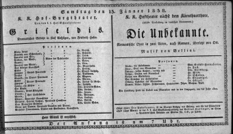 Theaterzettel (Oper und Burgtheater in Wien) 18380113 Seite: 1