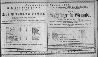 Theaterzettel (Oper und Burgtheater in Wien) 18380114 Seite: 1