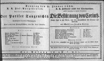 Theaterzettel (Oper und Burgtheater in Wien) 18380121 Seite: 1