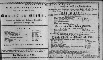 Theaterzettel (Oper und Burgtheater in Wien) 18380122 Seite: 1