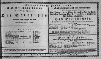Theaterzettel (Oper und Burgtheater in Wien) 18380124 Seite: 1