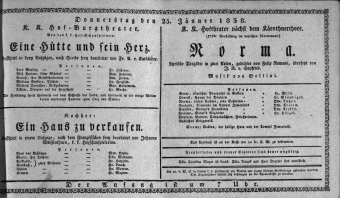 Theaterzettel (Oper und Burgtheater in Wien) 18380125 Seite: 1