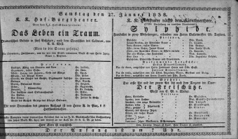 Theaterzettel (Oper und Burgtheater in Wien) 18380127 Seite: 1