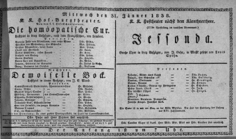 Theaterzettel (Oper und Burgtheater in Wien) 18380131 Seite: 1