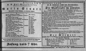 Theaterzettel (Oper und Burgtheater in Wien) 18380202 Seite: 1