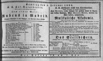 Theaterzettel (Oper und Burgtheater in Wien) 18380203 Seite: 1