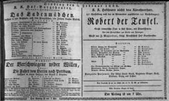 Theaterzettel (Oper und Burgtheater in Wien) 18380206 Seite: 1