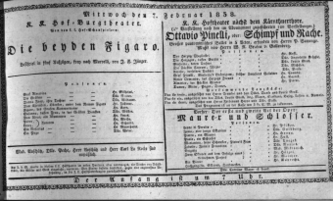 Theaterzettel (Oper und Burgtheater in Wien) 18380207 Seite: 1