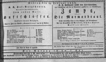 Theaterzettel (Oper und Burgtheater in Wien) 18380219 Seite: 1