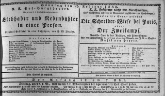 Theaterzettel (Oper und Burgtheater in Wien) 18380225 Seite: 1