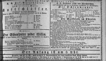 Theaterzettel (Oper und Burgtheater in Wien) 18380227 Seite: 1