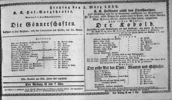 Theaterzettel (Oper und Burgtheater in Wien) 18380302 Seite: 1