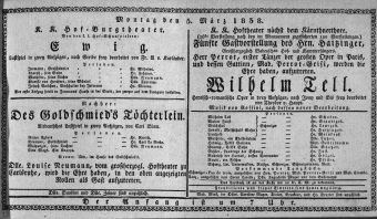 Theaterzettel (Oper und Burgtheater in Wien) 18380305 Seite: 1