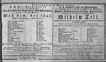 Theaterzettel (Oper und Burgtheater in Wien) 18380306 Seite: 1