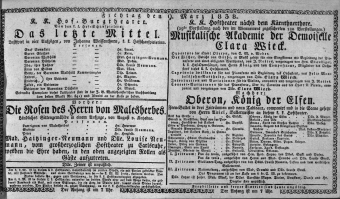 Theaterzettel (Oper und Burgtheater in Wien) 18380309 Seite: 1