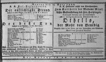 Theaterzettel (Oper und Burgtheater in Wien) 18380312 Seite: 1