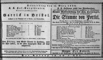 Theaterzettel (Oper und Burgtheater in Wien) 18380315 Seite: 1