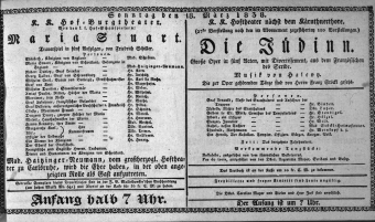 Theaterzettel (Oper und Burgtheater in Wien) 18380318 Seite: 1
