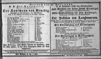 Theaterzettel (Oper und Burgtheater in Wien) 18380321 Seite: 1