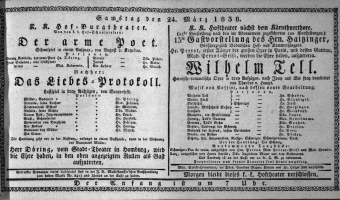 Theaterzettel (Oper und Burgtheater in Wien) 18380324 Seite: 1
