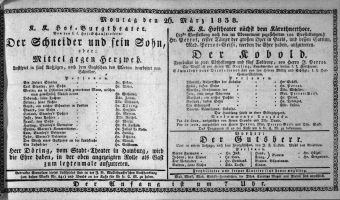 Theaterzettel (Oper und Burgtheater in Wien) 18380326 Seite: 1