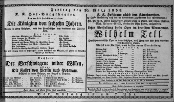 Theaterzettel (Oper und Burgtheater in Wien) 18380330 Seite: 1
