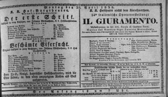 Theaterzettel (Oper und Burgtheater in Wien) 18380430 Seite: 1