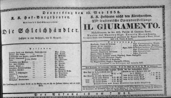 Theaterzettel (Oper und Burgtheater in Wien) 18380510 Seite: 1