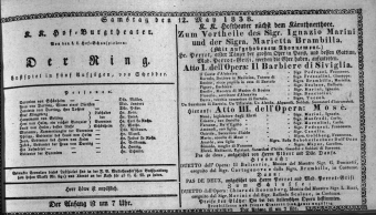 Theaterzettel (Oper und Burgtheater in Wien) 18380512 Seite: 1